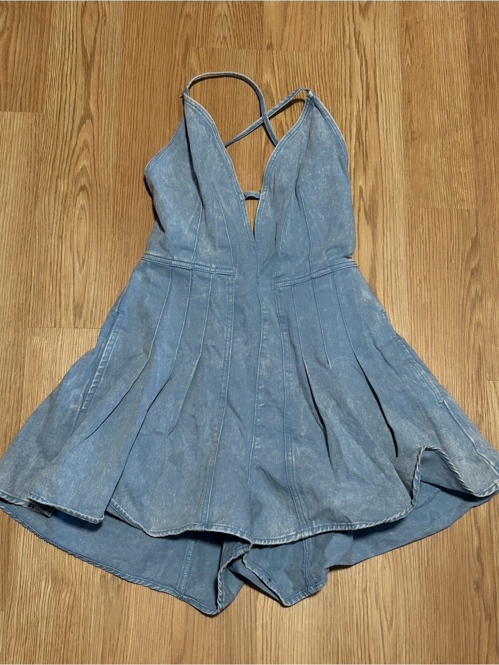 Altar’d State Nichole Denim Halter Romper Shorts Mini New Size XS NWT